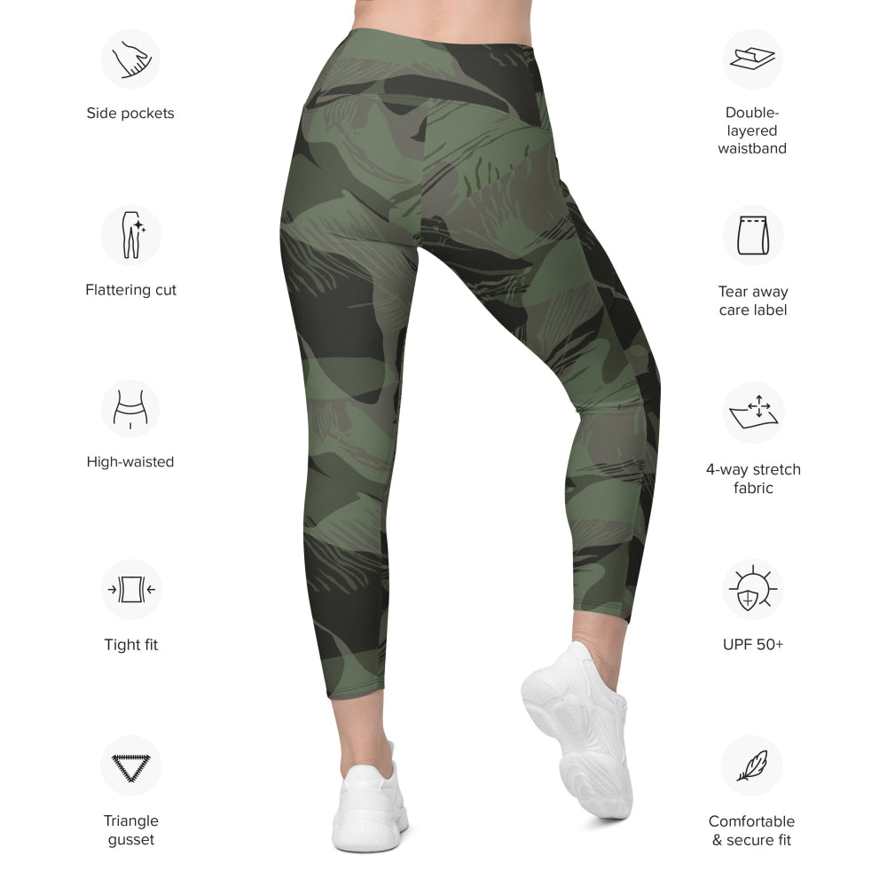 Rhodesian Brushstroke Night CAMO Leggings with pockets - Womens With Pockets