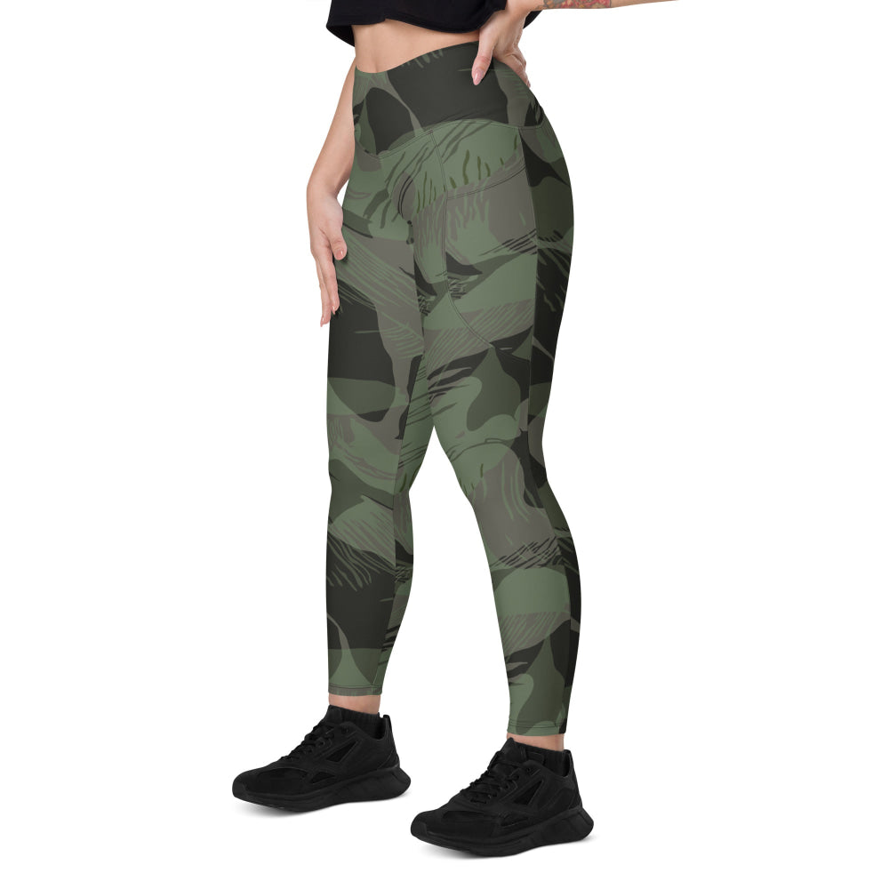 Rhodesian Brushstroke Night CAMO Leggings with pockets - Womens With Pockets