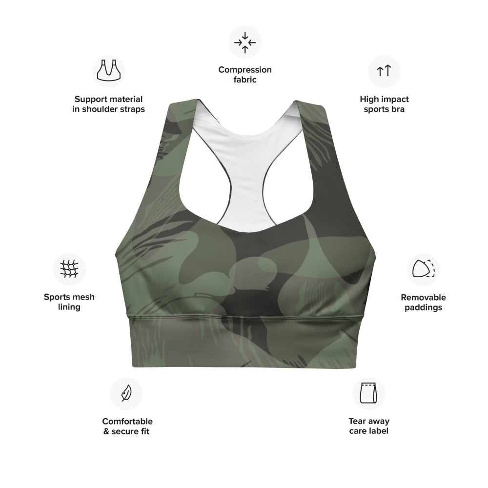 Rhodesian Brushstroke Night CAMO Longline sports bra - Womens Sports Bra