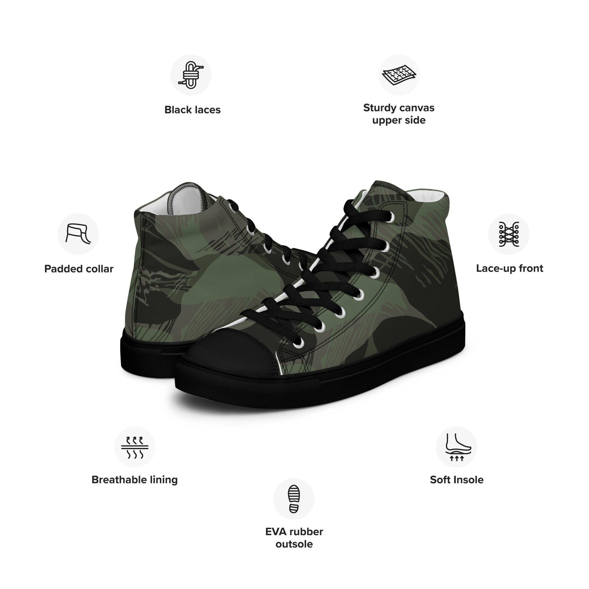 Rhodesian Brushstroke Night CAMO Mens high top canvas shoes - High Top Canvas Shoes