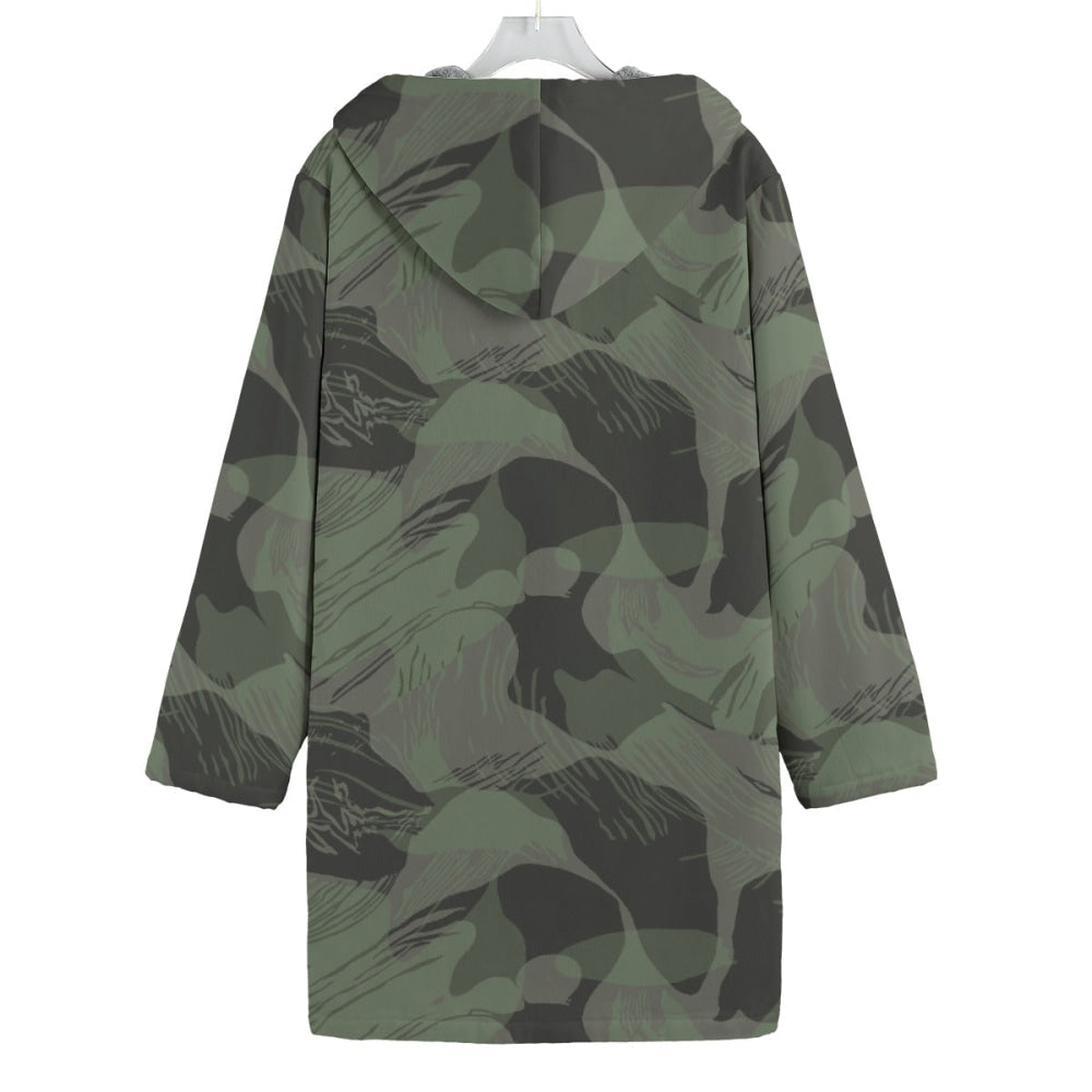 Rhodesian Brushstroke Night CAMO Men’s Canvas Horn Buckle Fleece Windbreaker - Mens Sherpa Coat