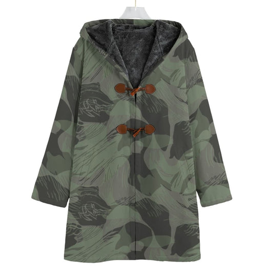 Rhodesian Brushstroke Night CAMO Men’s Horn Buckle Sherpa Coat - S / White - Mens