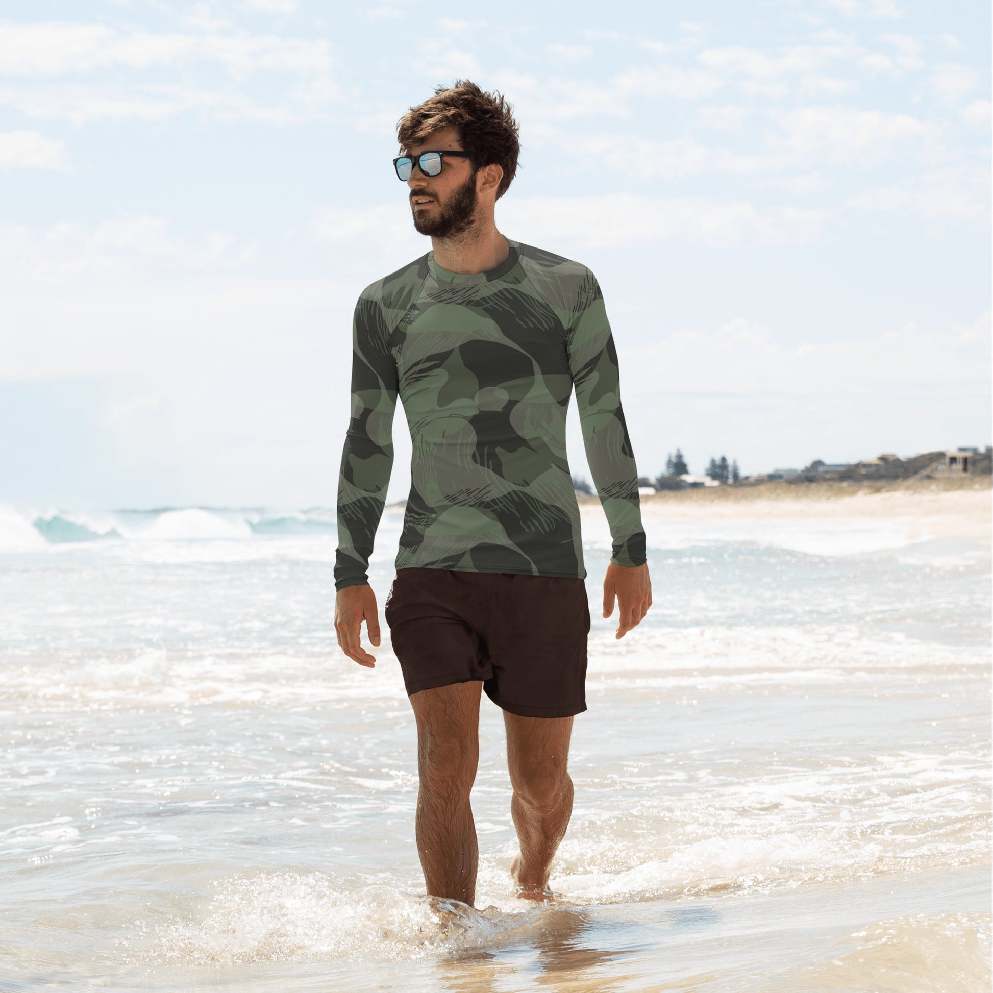 Rhodesian Brushstroke Night CAMO Mens Long-sleeve Rash Guard - XS - Guards