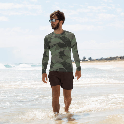 Brushstroke Night Rhodesian CAMO Mens Long-Sleeve Rash Guard - XS