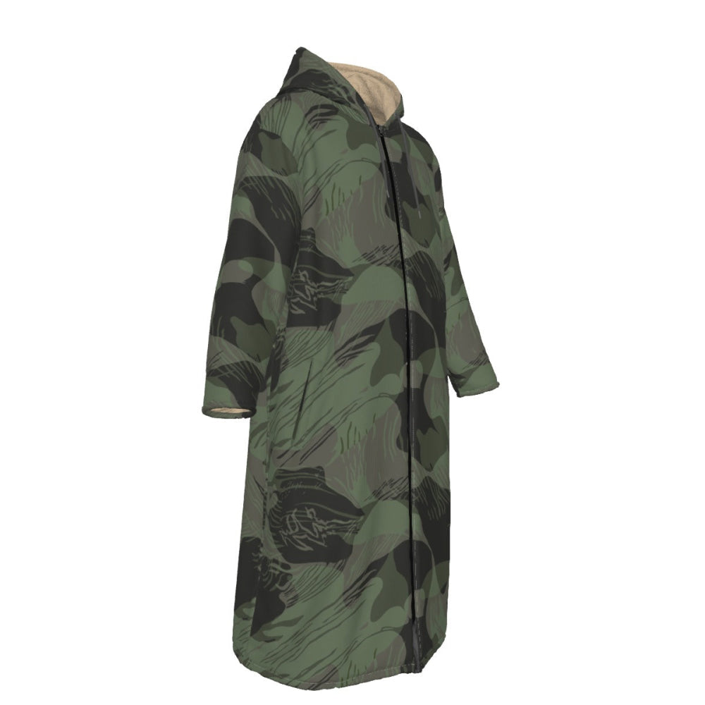 Rhodesian Brushstroke Night CAMO Men’s Sherpa Zip Up Long Coat - Mens