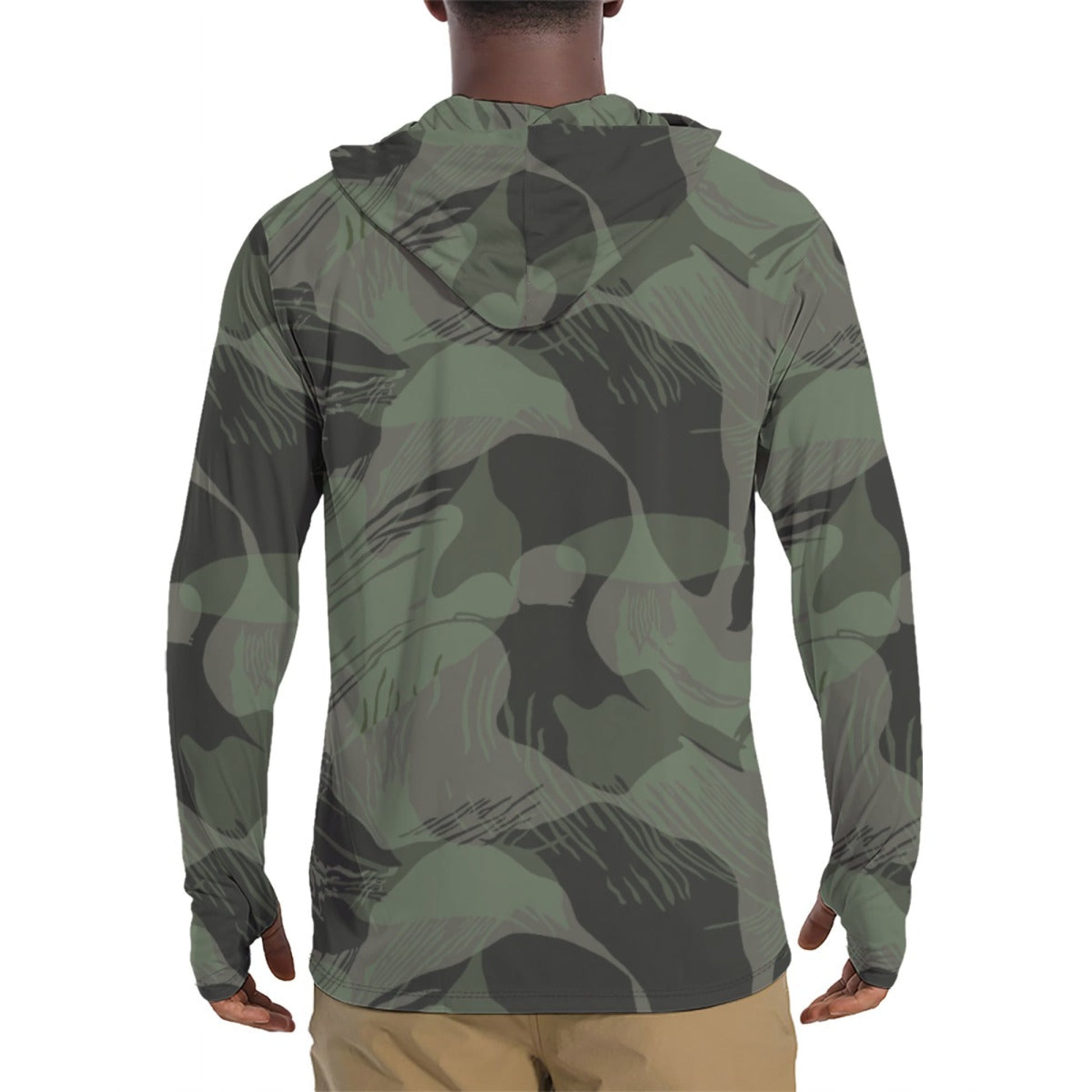 Rhodesian Brushstroke Night CAMO Mens Sunscreen Sports Hoodie With Thumb Holes