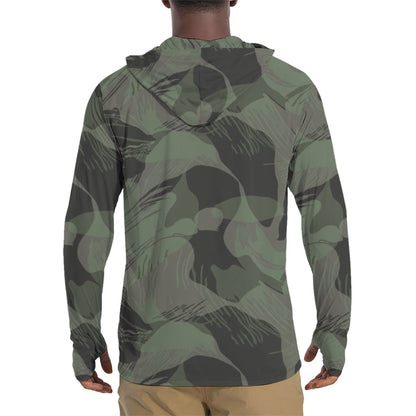 Rhodesian Brushstroke Night CAMO Mens Sunscreen Sports Hoodie With Thumb Holes