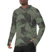Brushstroke Night Rhodesian CAMO Mens Sunscreen Sports Hoodie With Thumb Holes - S / White