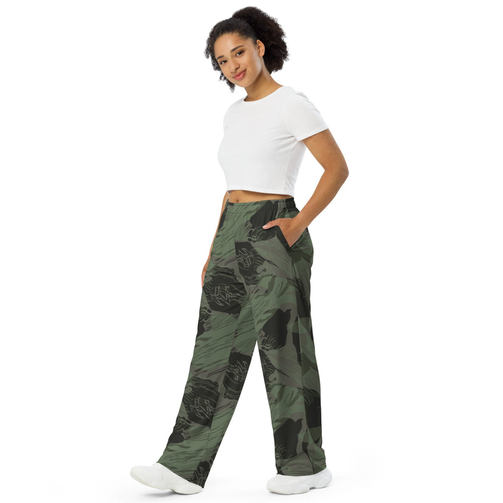 Rhodesian Brushstroke Night CAMO unisex wide-leg pants - Unisex Wide-Leg Pants