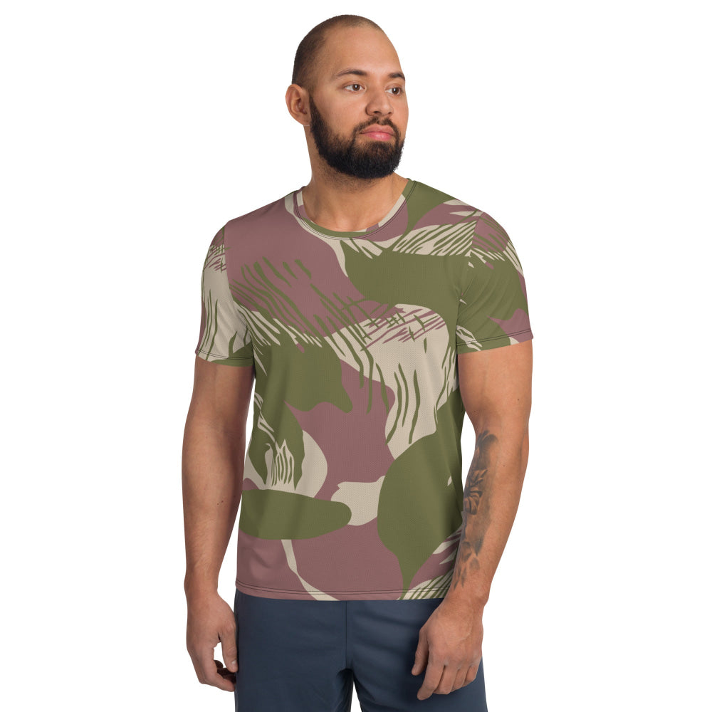 Rhodesian Brushstroke Savana CAMO Men’s Athletic T-shirt - XS - Mens T-Shirt