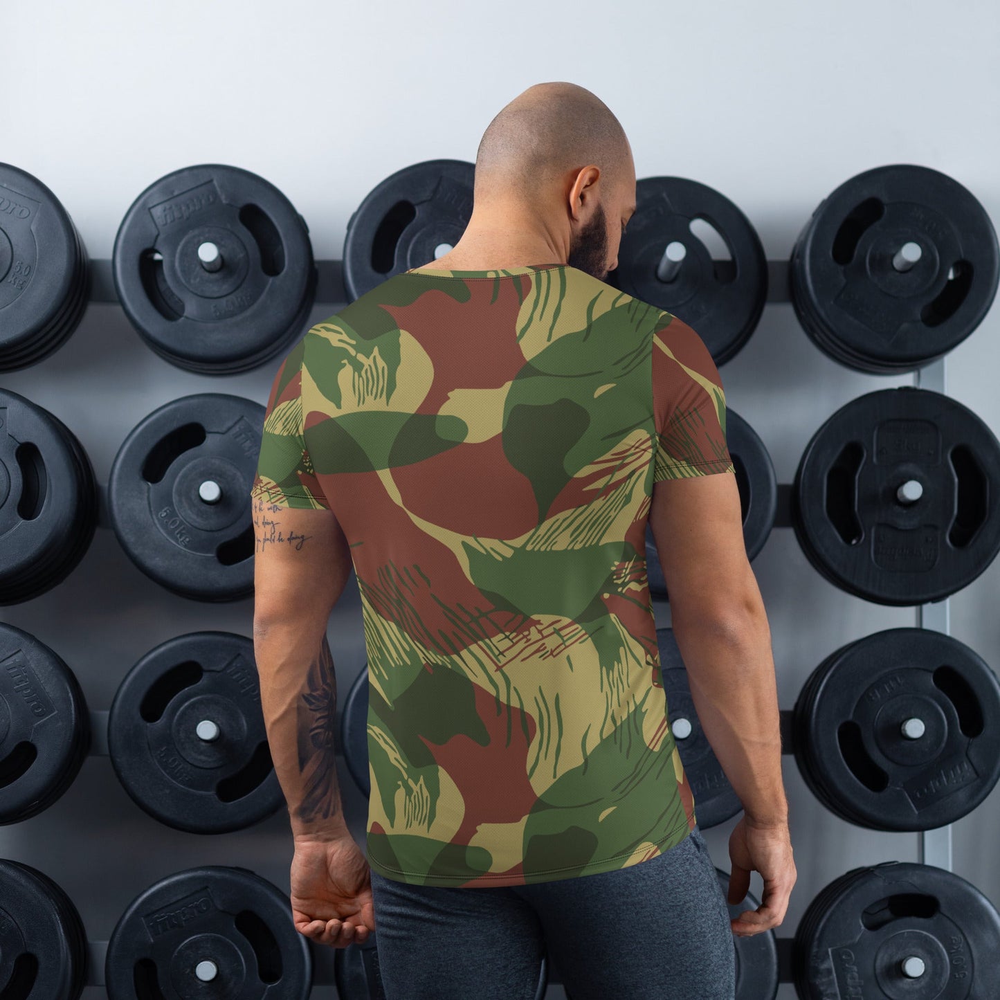 Rhodesian Brushstroke Sunburst CAMO Mens athletic t-shirt - Athletic T-Shirts