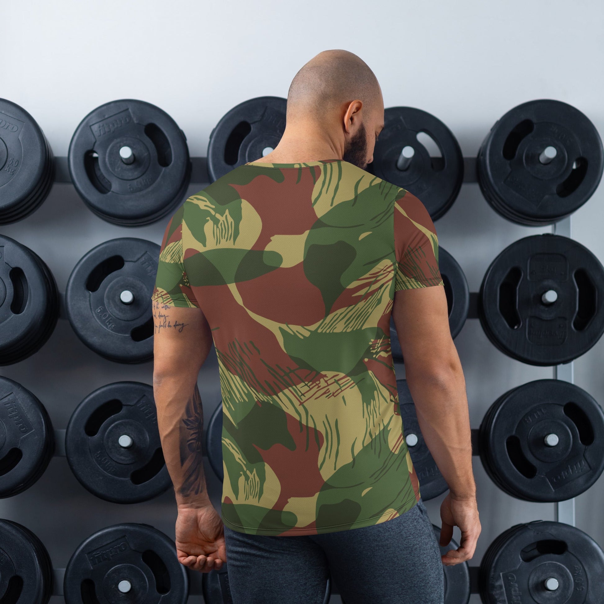 Rhodesian Brushstroke Sunburst CAMO Mens athletic t-shirt - Athletic T-Shirts