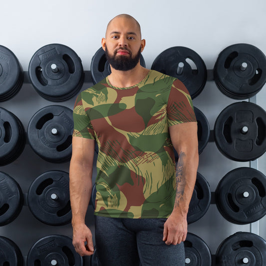 Rhodesian Brushstroke Sunburst CAMO Mens athletic t-shirt - XS - Athletic T-Shirts