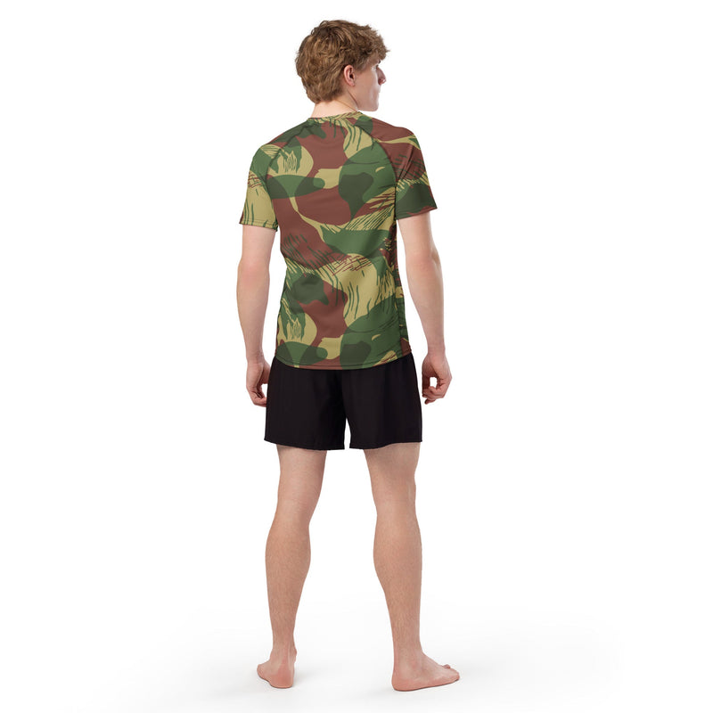 Brushstroke Sunburst Rhodesian CAMO Mens Short-Sleeve Rash Guard