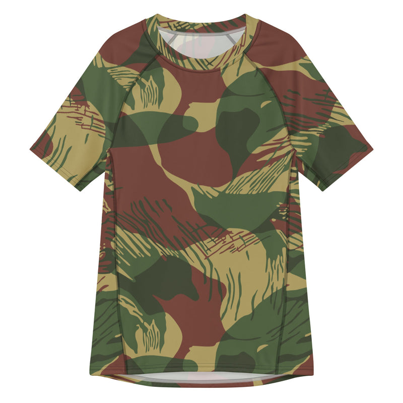 Brushstroke Sunburst Rhodesian CAMO Mens Short-Sleeve Rash Guard - 2XS
