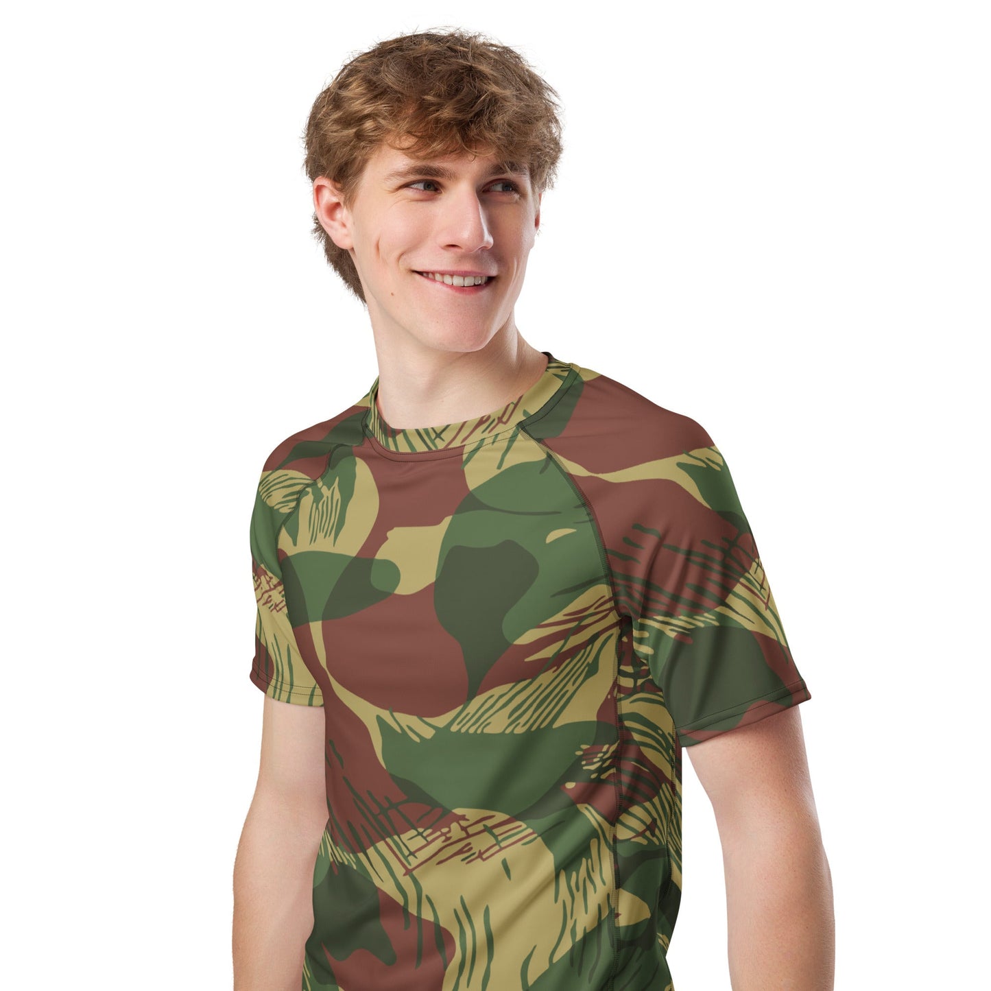 Rhodesian Brushstroke Sunburst CAMO Mens Short-Sleeve Rash Guard - Short-sleeve Guards