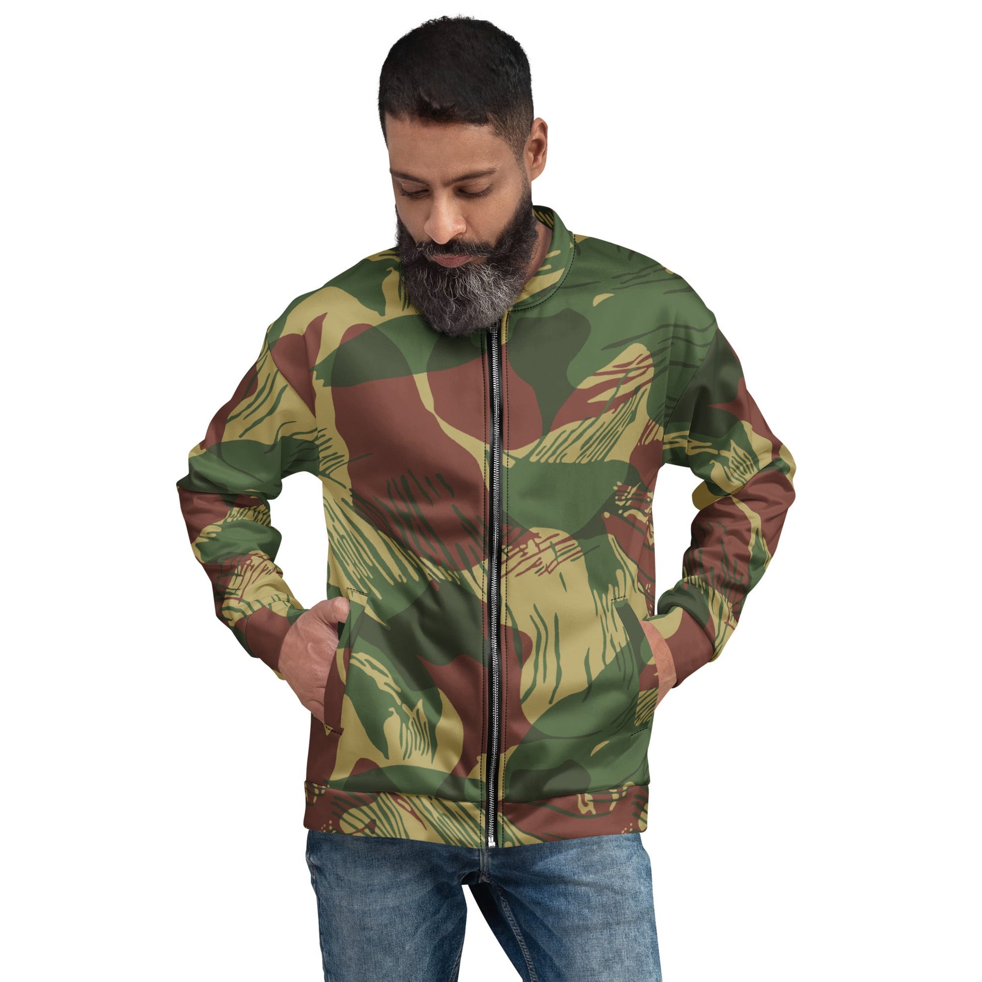 Rhodesian Brushstroke Sunburst CAMO Unisex Bomber Jacket - XS - Jackets