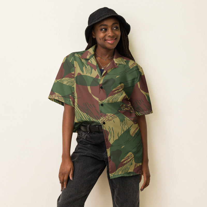 Brushstroke Sunburst Rhodesian CAMO Unisex Short-Sleeve Button Shirt - Button-Up