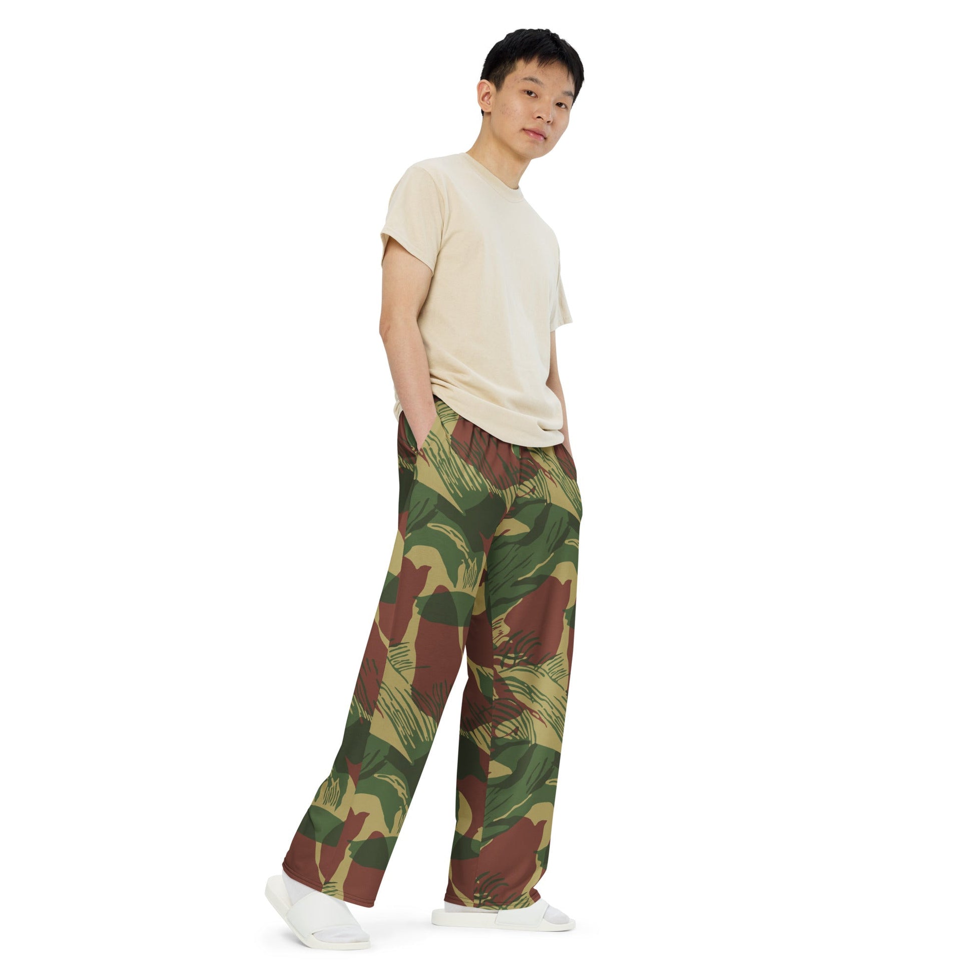 Rhodesian Brushstroke Sunburst CAMO unisex wide-leg pants - Wide-leg Pants