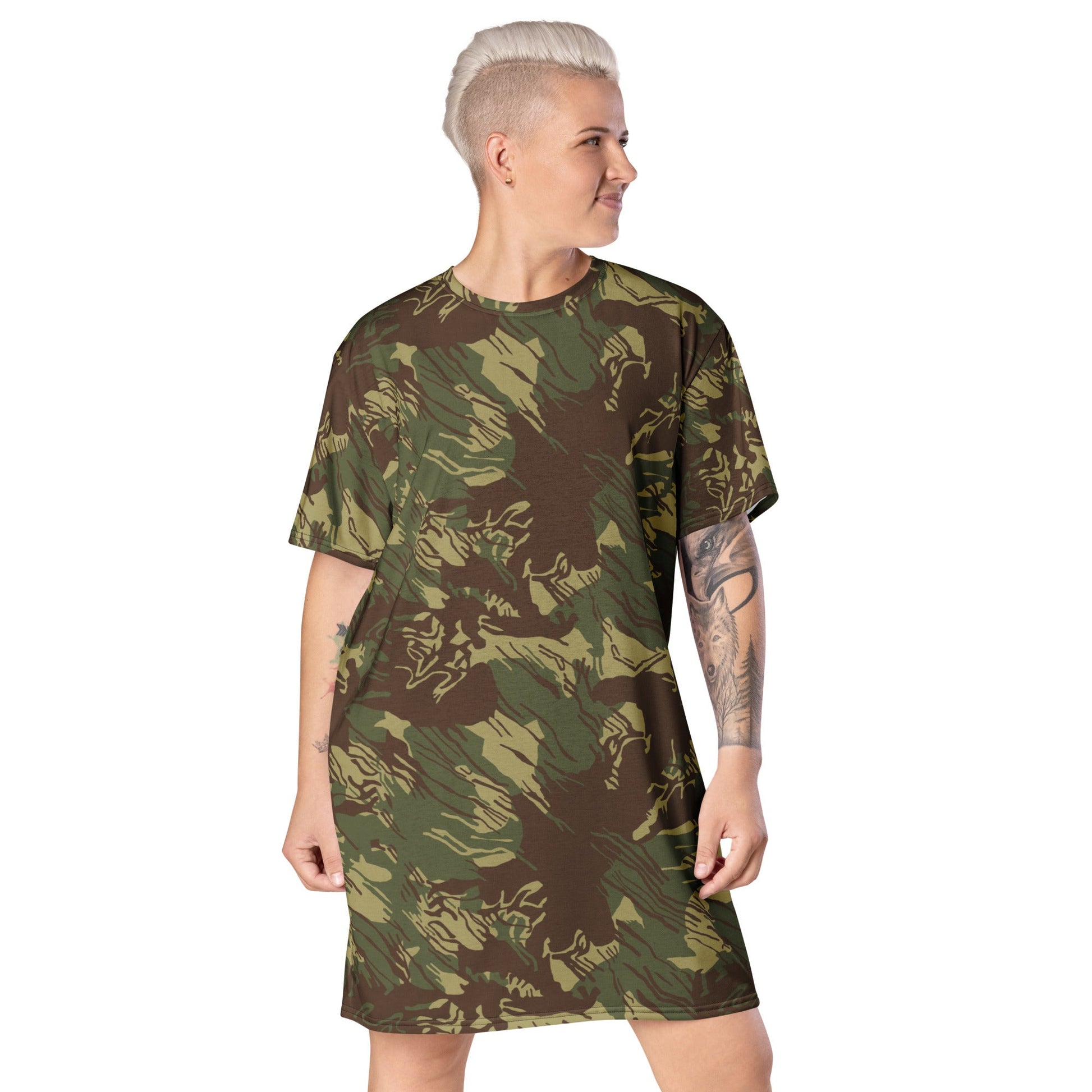Rhodesian Brushstroke CAMO T-shirt dress - 2XS - Womens T-Shirt Dresses