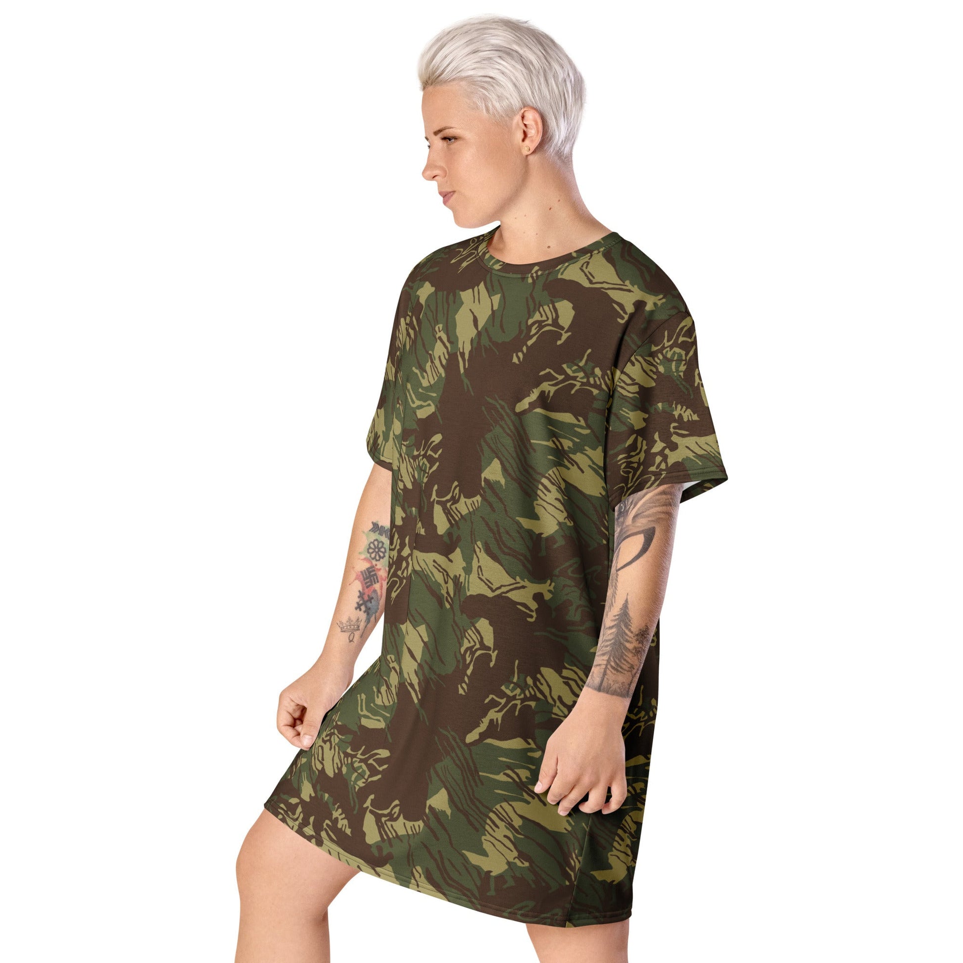 Rhodesian Brushstroke CAMO T-shirt dress - Womens T-Shirt Dresses
