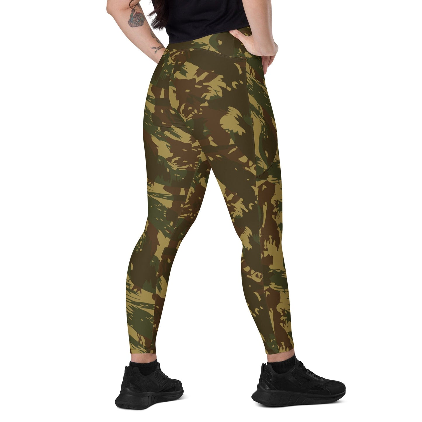 Rhodesian Brushstroke Transkei CAMO Leggings with pockets - 2XS - Womens With Pockets