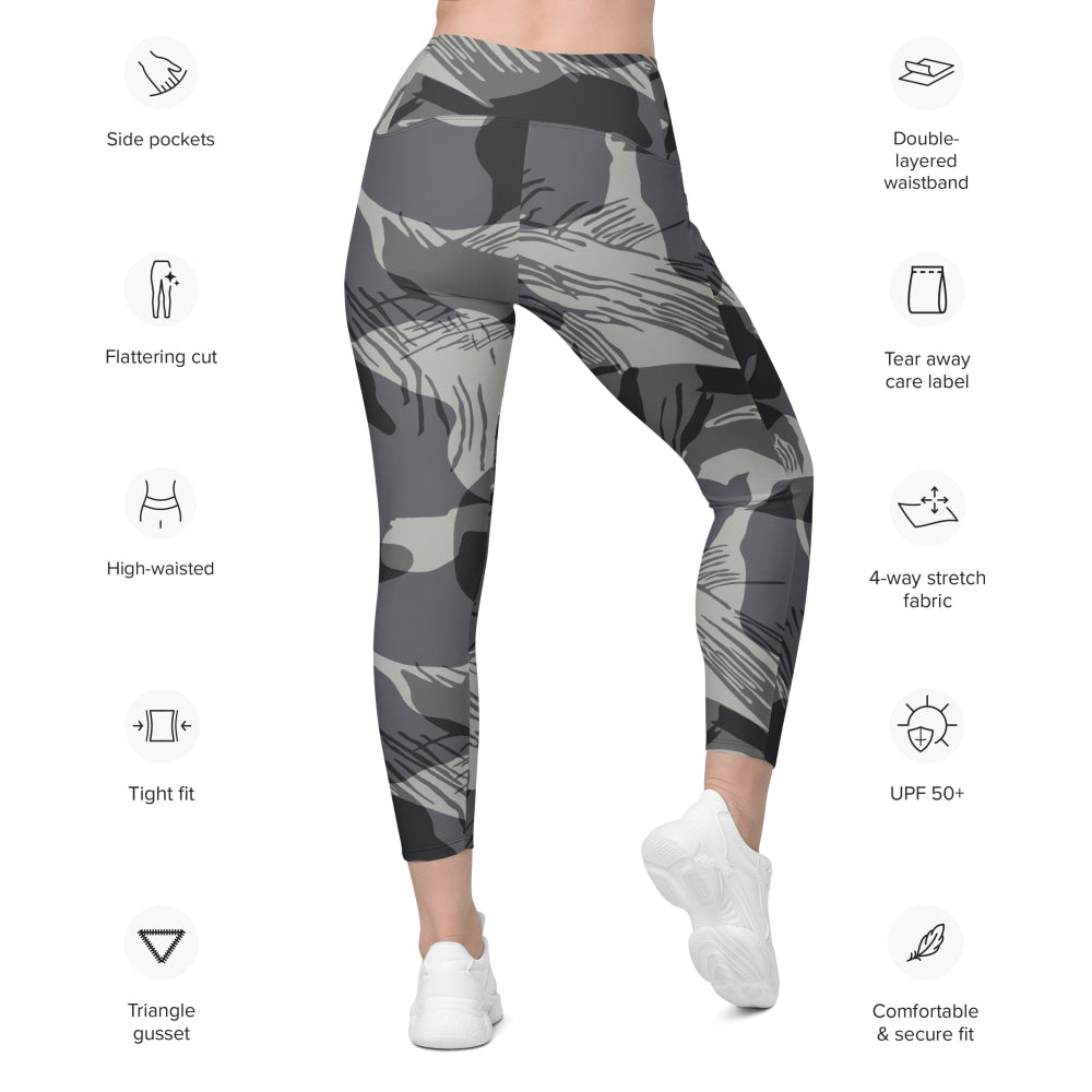 Rhodesian Brushstroke Urban CAMO Leggings with pockets - Womens With Pockets