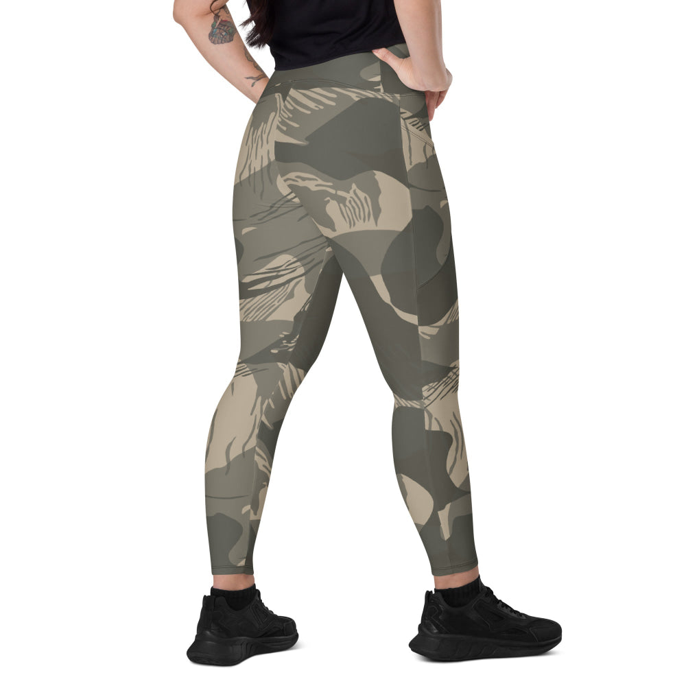 Rhodesian Brushstroke Urban Rubble CAMO Leggings with pockets - 2XS - Womens With Pockets