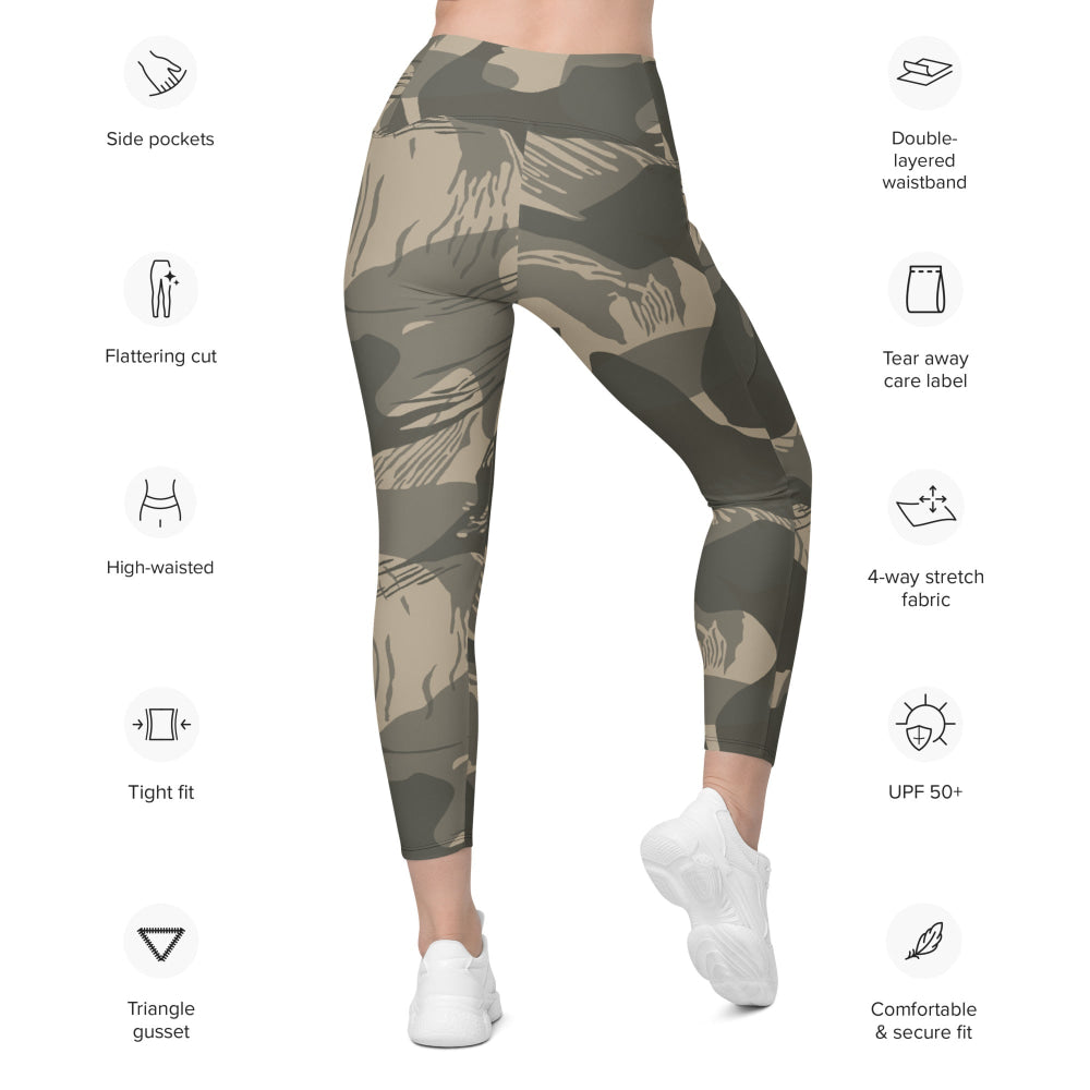 Rhodesian Brushstroke Urban Rubble CAMO Leggings with pockets - Womens With Pockets