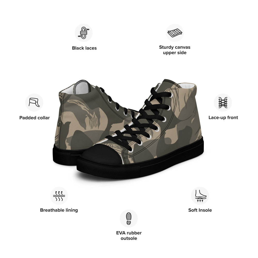 Rhodesian Brushstroke Urban Rubble CAMO Men’s high top canvas shoes - Mens High Top Canvas Shoes