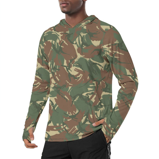Rhodesian DPM CAMO Mens Sunscreen Sports Hoodie With Thumb Holes - S / White