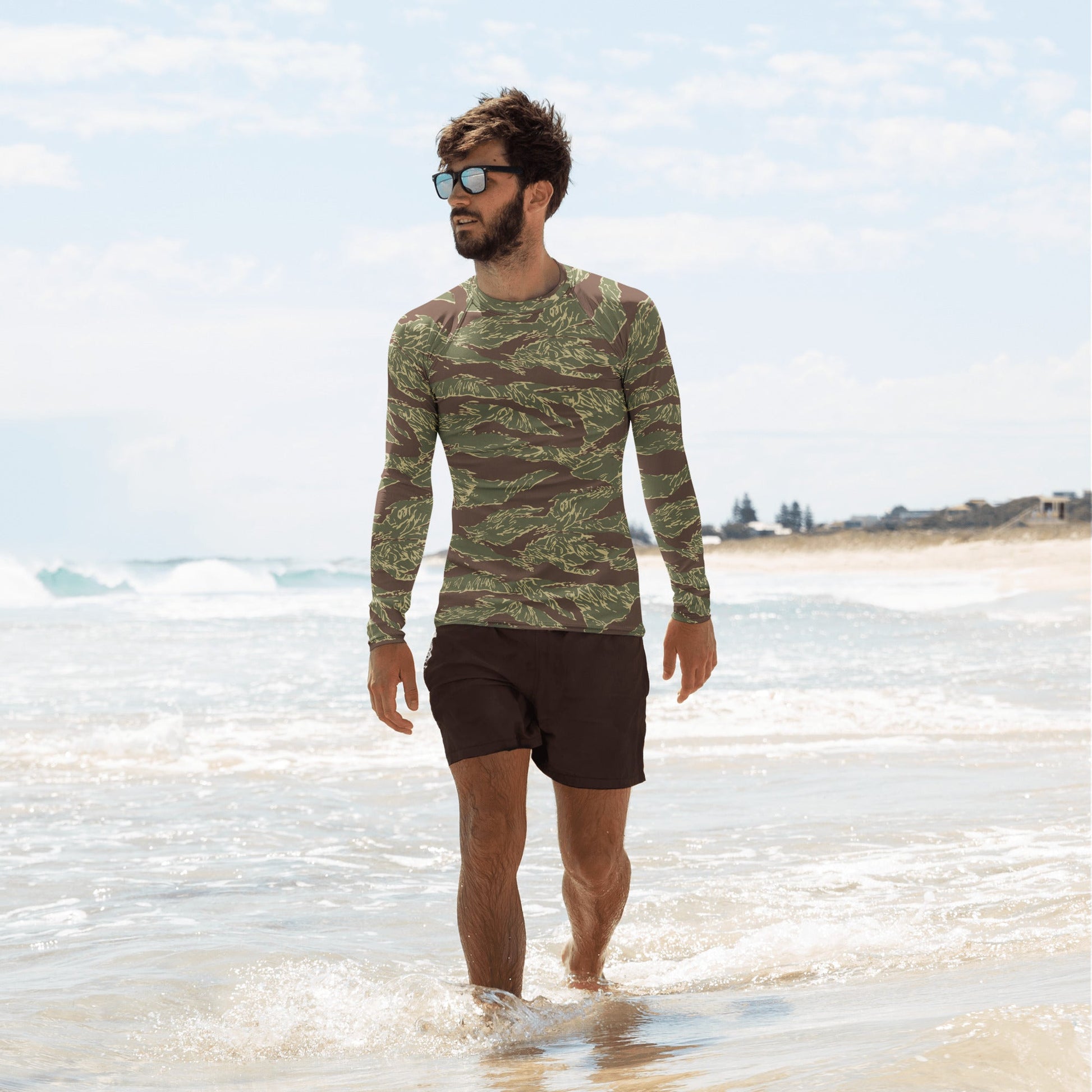 Rhodesian Tiger Stripe CAMO Mens Rash Guard - XS