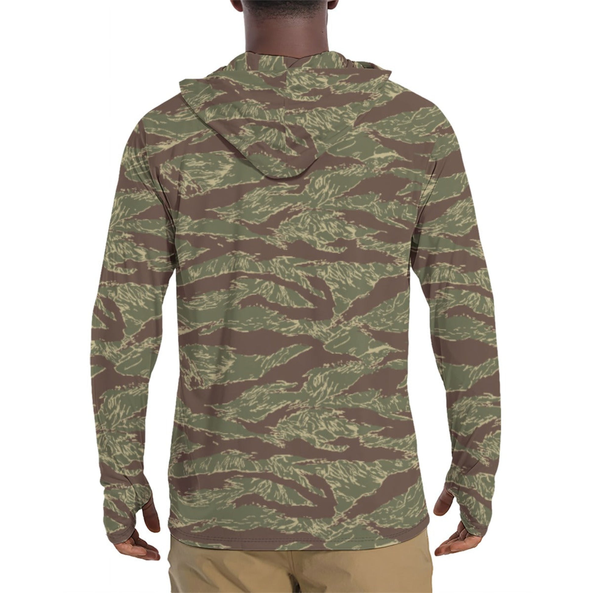 Rhodesian Tiger Stripe CAMO Mens Sunscreen Sports Hoodie With Thumb Holes