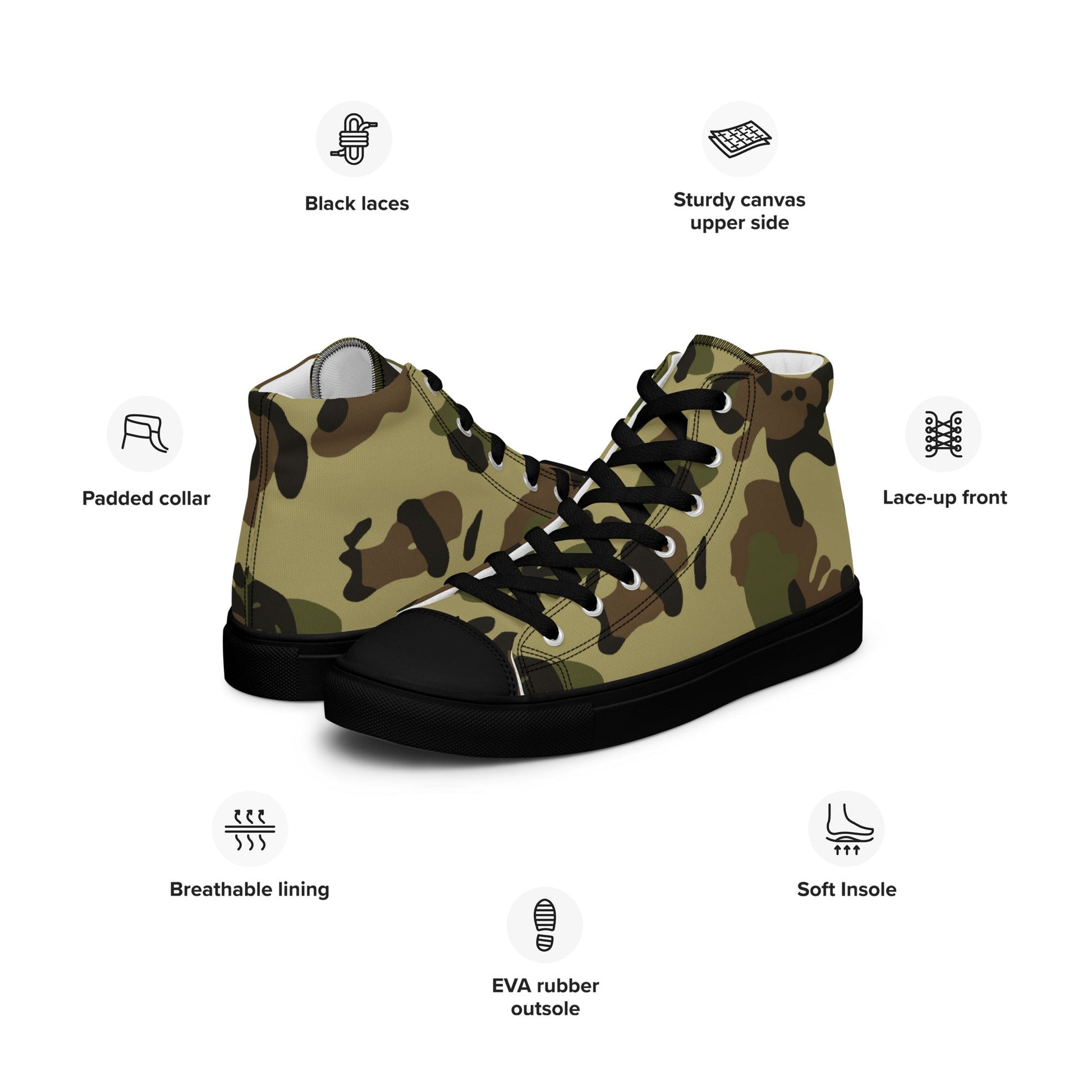 Romanian Flecktarn CAMO Mens high top canvas shoes - High Top Canvas Shoes