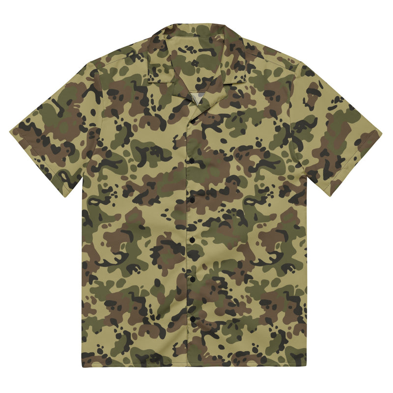 Flecktarn Romanian Woodland CAMO Unisex Short-Sleeve Button Shirt - 2XS - Button-Up