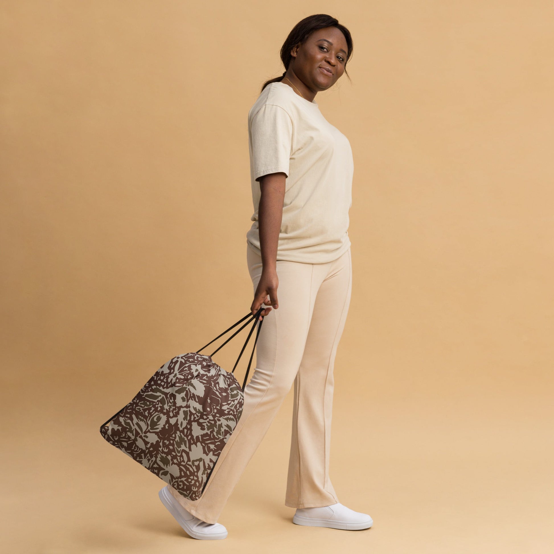 Romanian Soviet 1990 Leaf Autumn CAMO Drawstring Bag - Bags