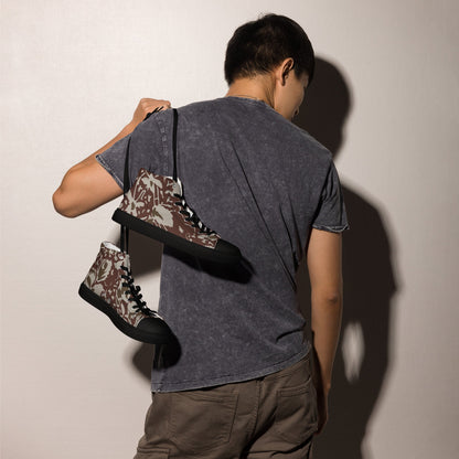 Romanian Soviet 1990 Leaf Autumn CAMO Mens high top canvas shoes - High Top Canvas Shoes