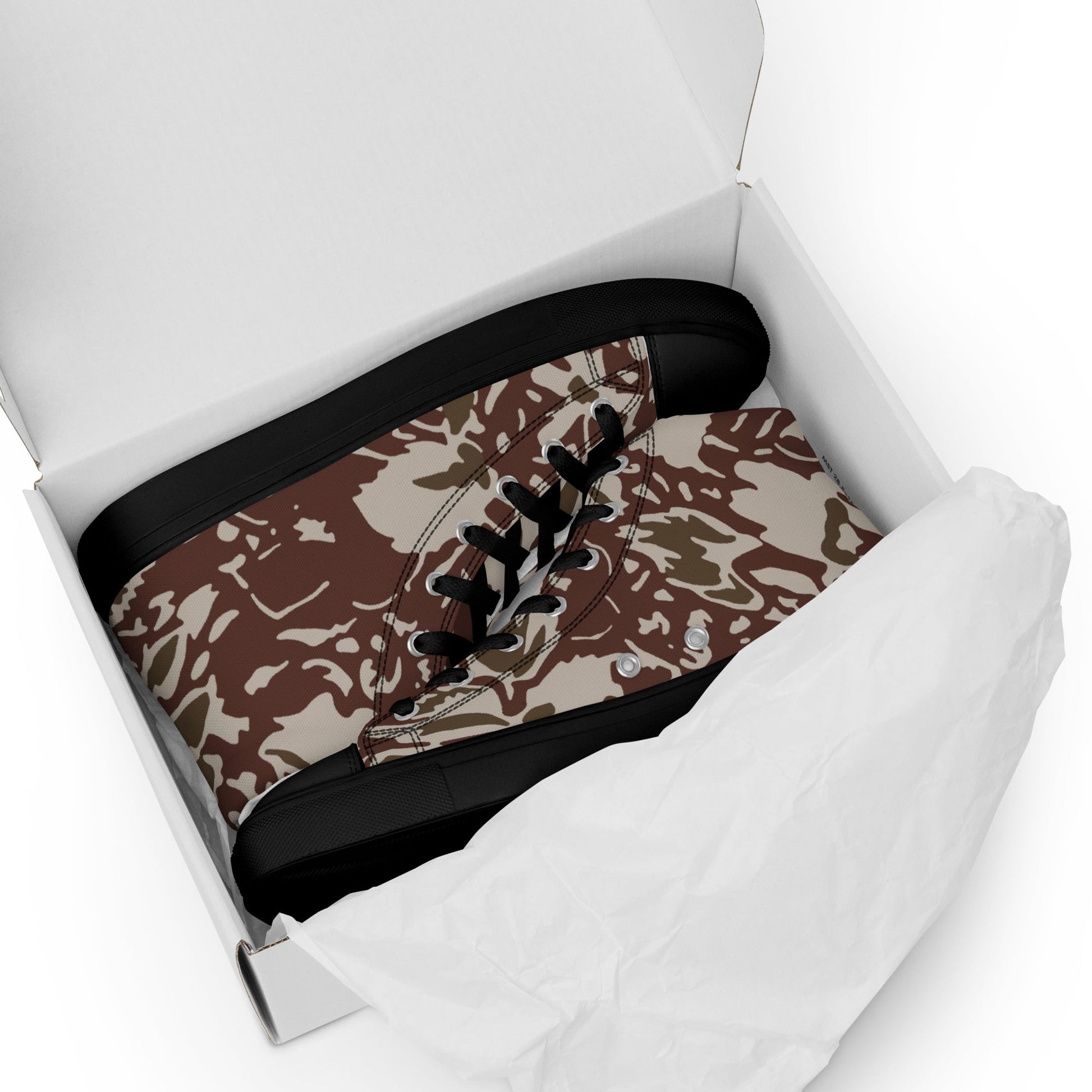 Romanian Soviet 1990 Leaf Autumn CAMO Mens high top canvas shoes - High Top Canvas Shoes