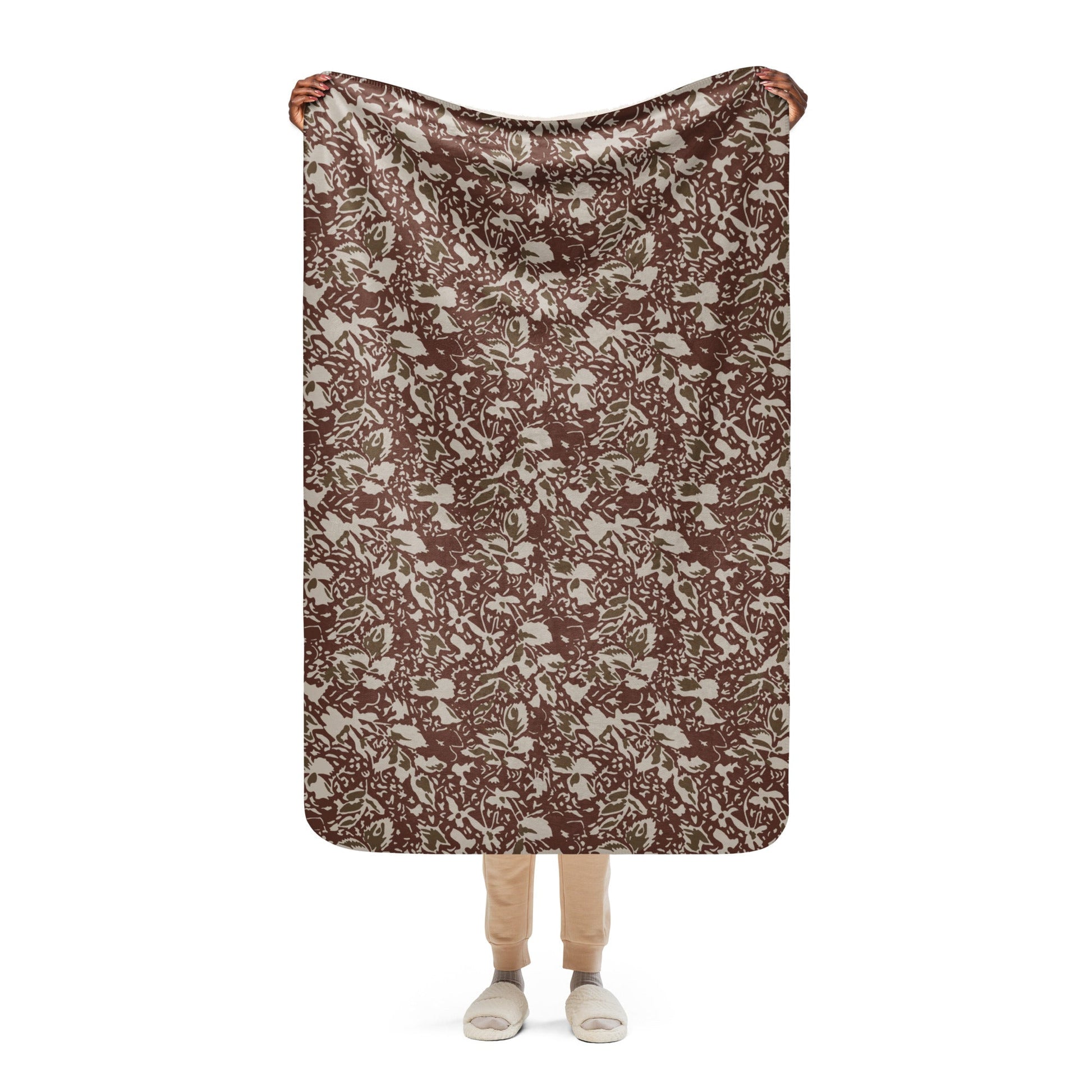 Romanian Soviet 1990 Leaf Autumn CAMO Sherpa blanket - 37″×57″ - Blankets
