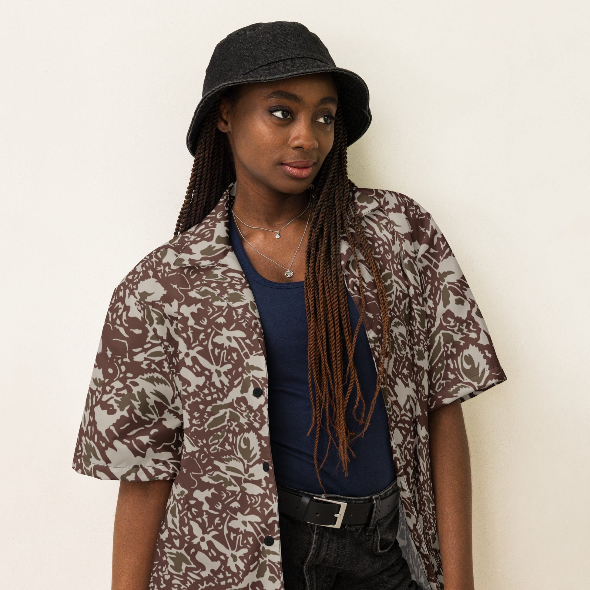 Romanian Soviet 1990 Leaf Autumn CAMO Unisex button shirt - Button Shirts