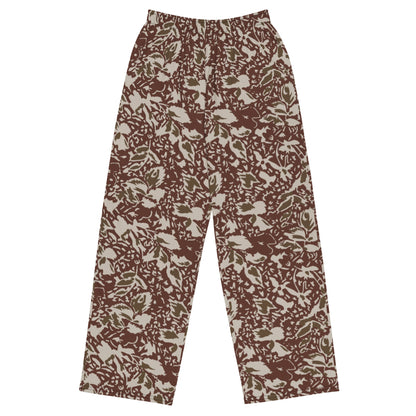 Romanian Soviet 1990 Leaf Autumn CAMO unisex wide-leg pants - 2XS - Wide-leg Pants