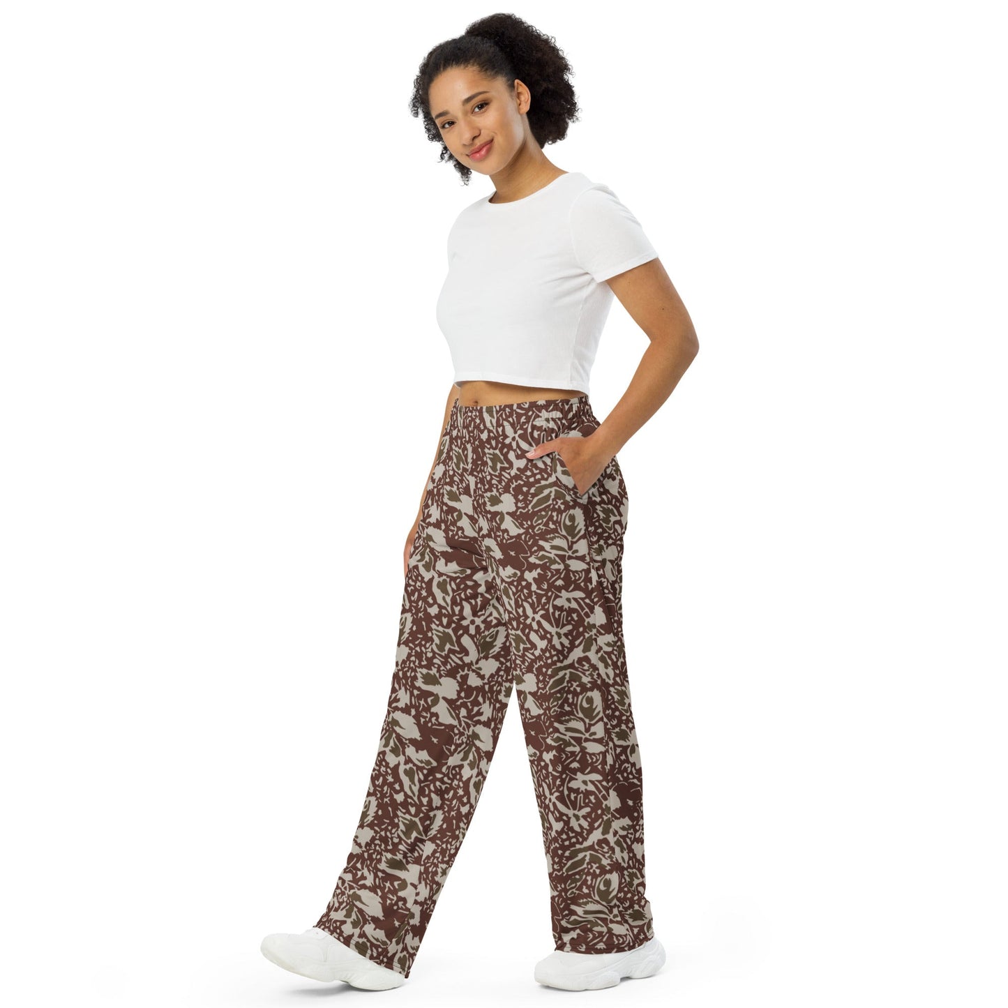 Romanian Soviet 1990 Leaf Autumn CAMO unisex wide-leg pants - Wide-leg Pants