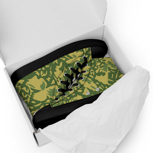 Romanian Soviet 1990 Leaf Spring CAMO Mens high top canvas shoes - High Top Canvas Shoes
