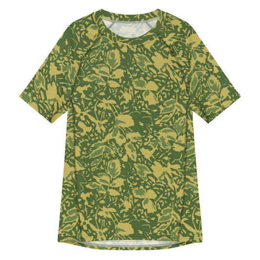 Romanian Soviet 1990 Leaf Spring CAMO Mens Short-Sleeve Rash Guard - 2XS - Short-sleeve Guards