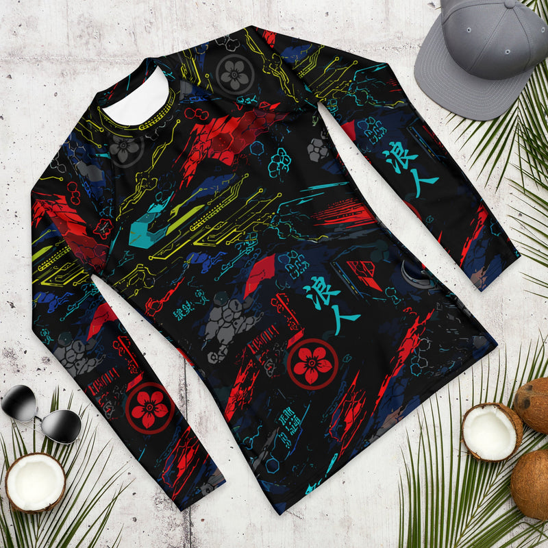 Ronin Neon Wraith Cyber CAMO Mens Long-Sleeve Rash Guard - LS