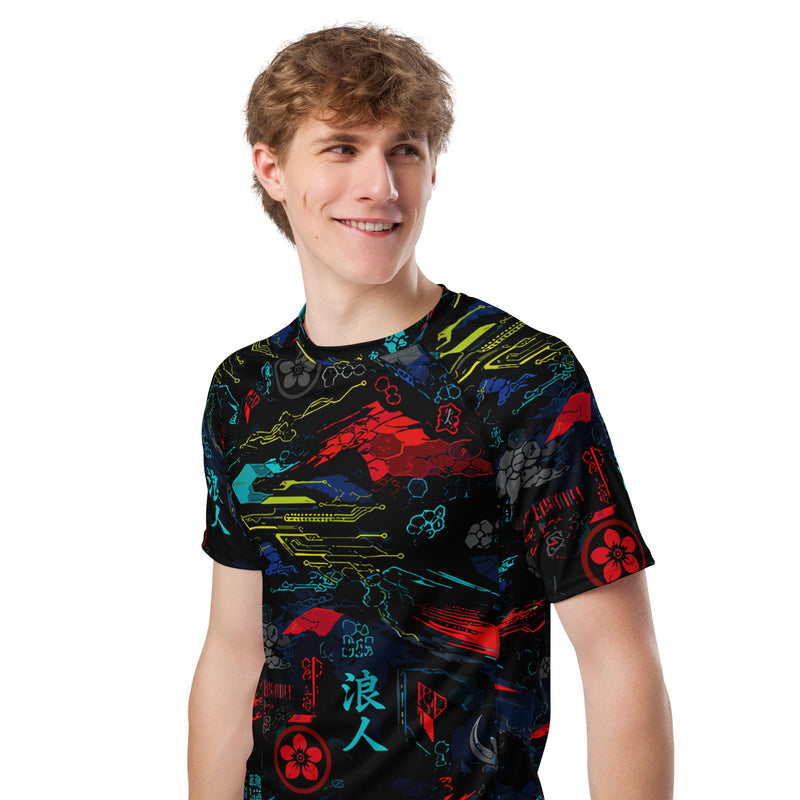 Ronin Neon Wraith Cyber CAMO Mens Short-Sleeve Rash Guard - SS