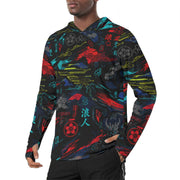 Ronin Neon Wraith Cyber CAMO Mens Sunscreen Sports Hoodie With Thumb Holes - S / White