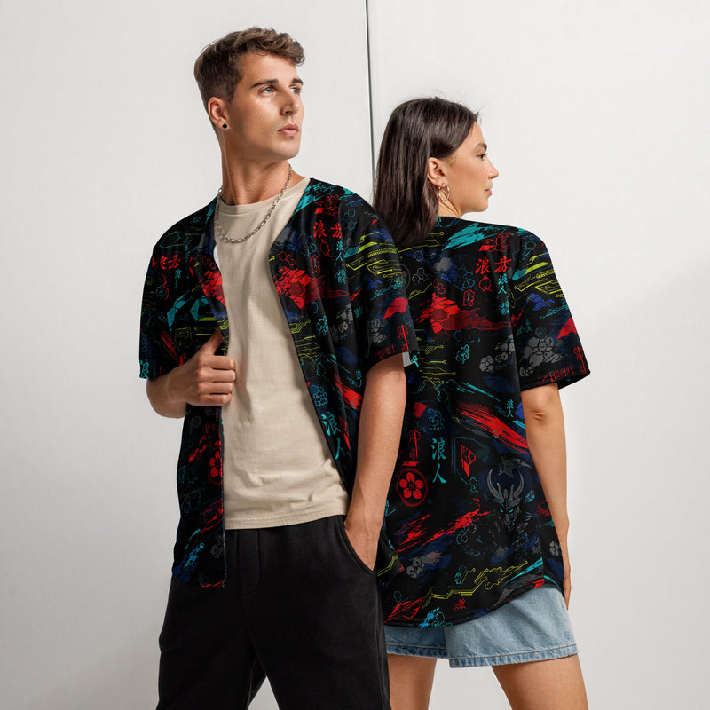 Ronin Neon Wraith Cyber CAMO Unisex Baseball Jersey - 2XS