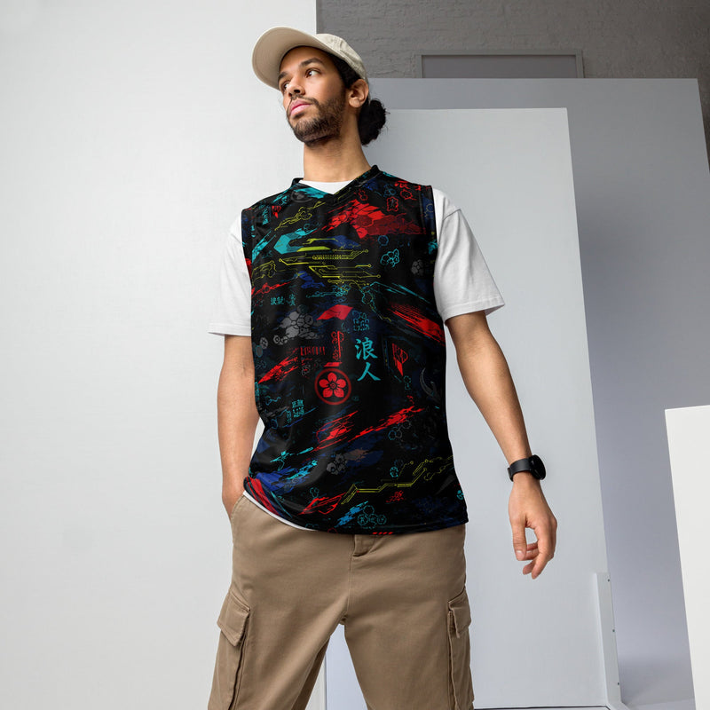 Ronin Neon Wraith Cyber CAMO Unisex Basketball Jersey - 2XS