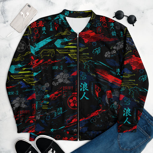 Ronin Neon Wraith Cyber CAMO Unisex Bomber Jacket - XS